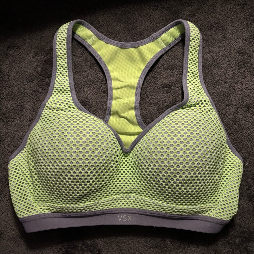 Victoria's Secret VSX Neon Green and Gray Sports Bra